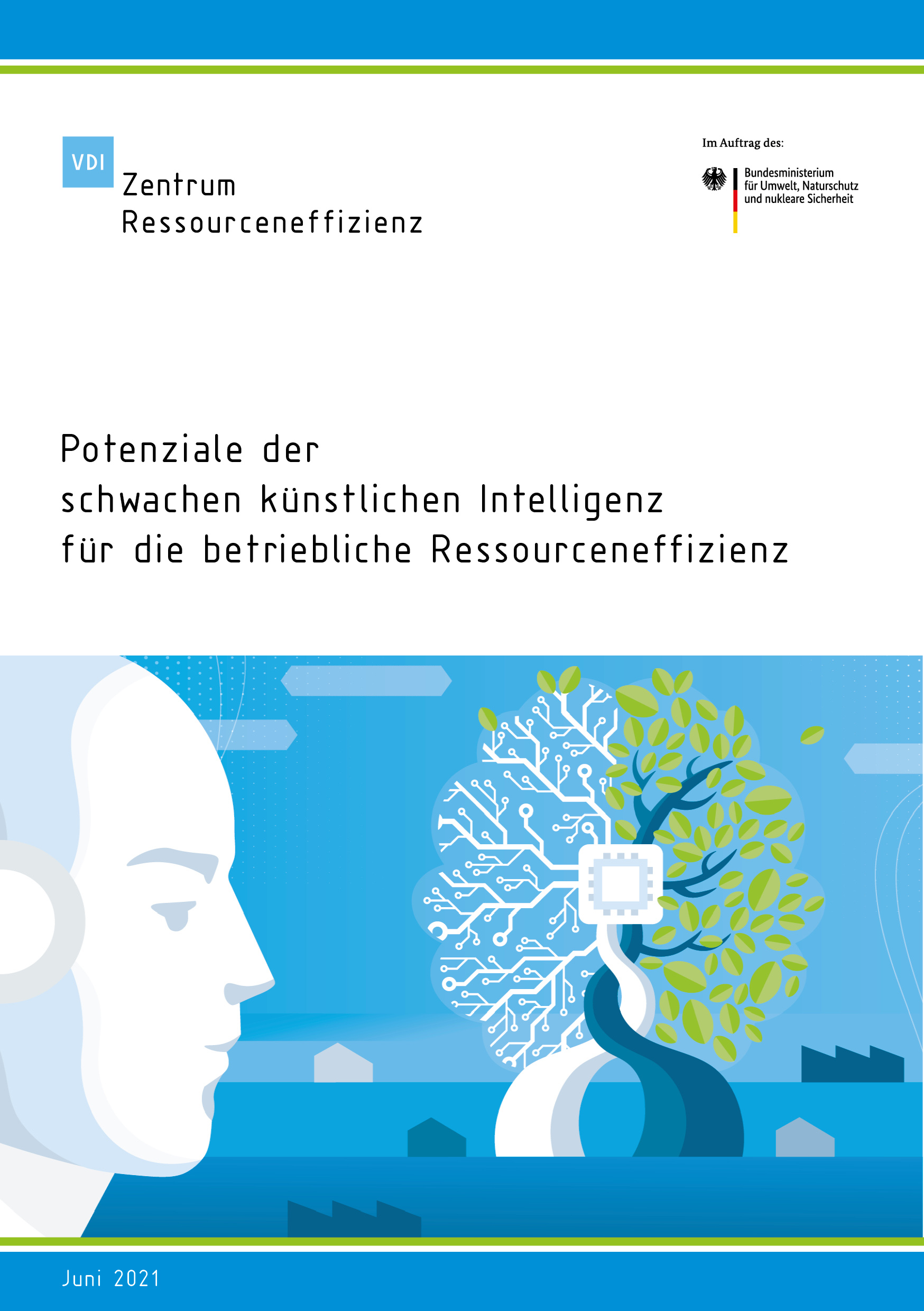 Titelseite der Studie Potenziale der schwachen künstlichen Intelligenz für die betriebliche Ressourceneffizienz