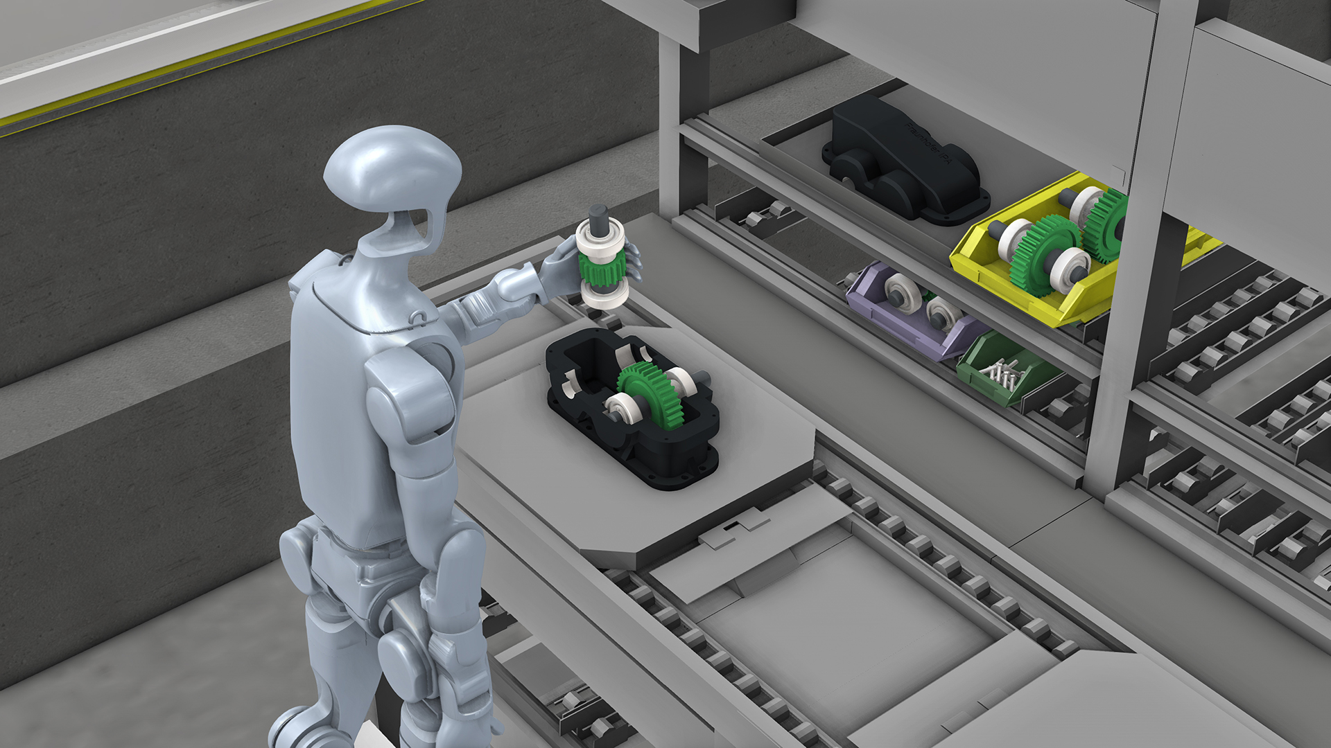 Simulation eines humanoiden Roboters in der Produktion